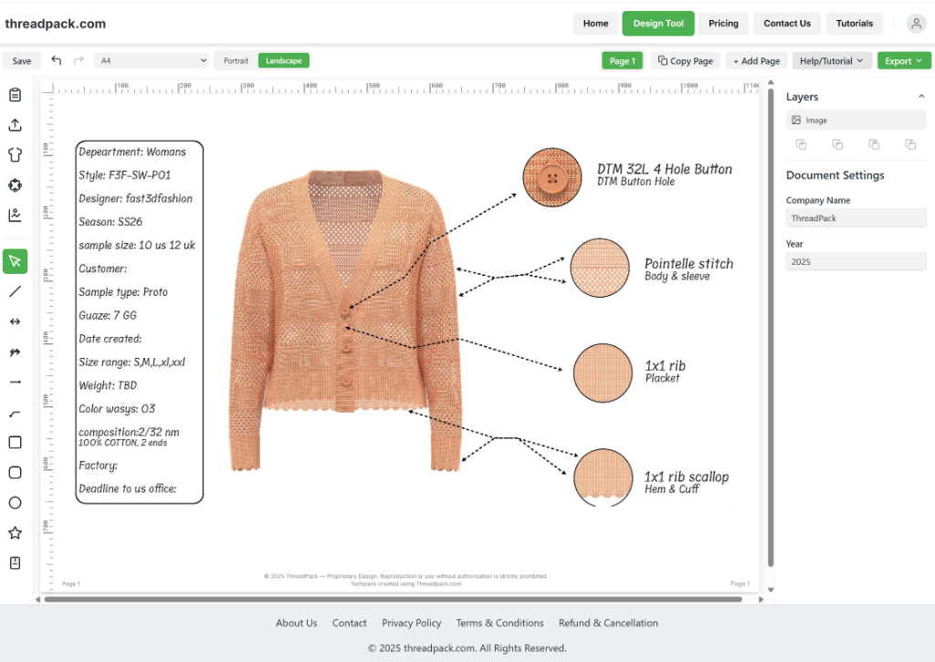 Automated AI-assisted size chart and grading table generator